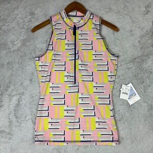 J.Crew‎ Rashguard UPF 50+ Sun Protection Geometric Print Sleeveless Top Women M